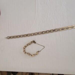 VTG MONET gold tone Gate Link Chain Choker Necklace set necklace/Bracelet chunky